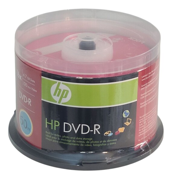 HP DVD-R 50 Pack Recordable Discs Blanks 16x Data 4.7 GB 120 Minute Video New - Picture 1 of 7